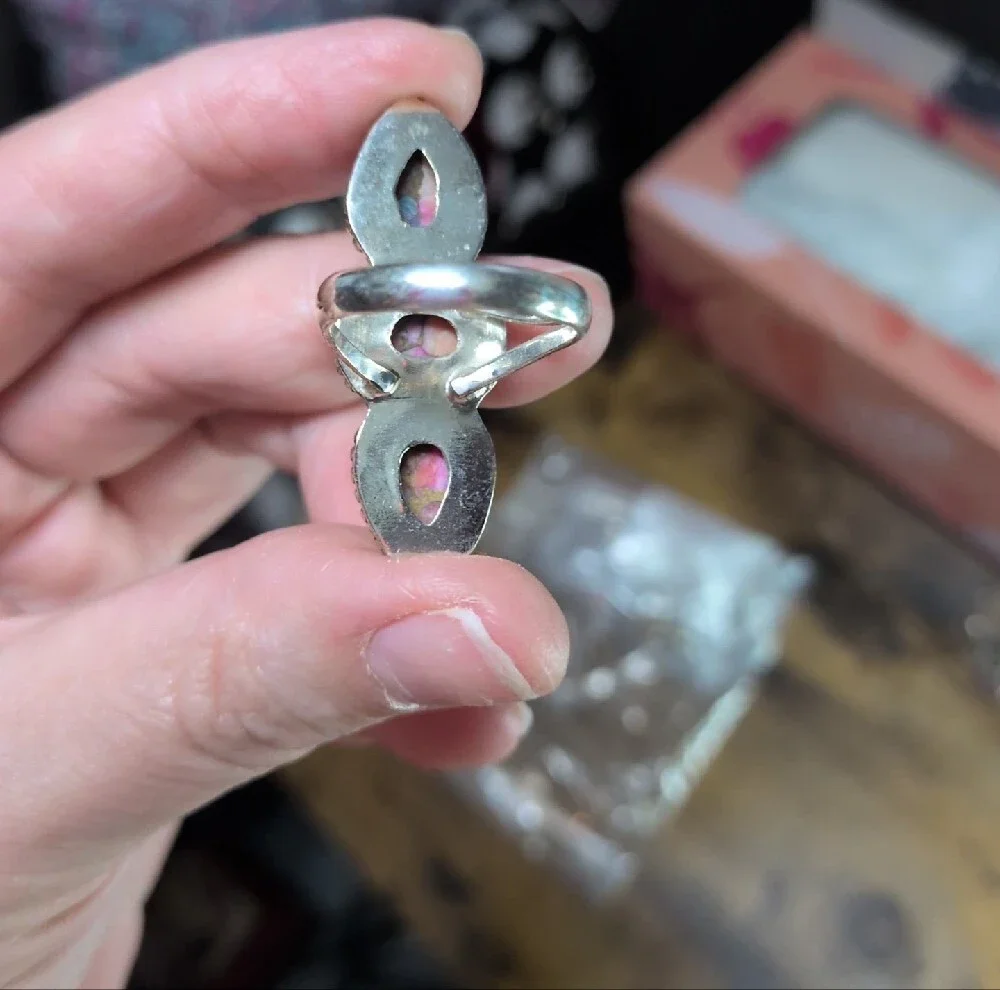 Silver Triple Stone Teardrop Turquoise Ring